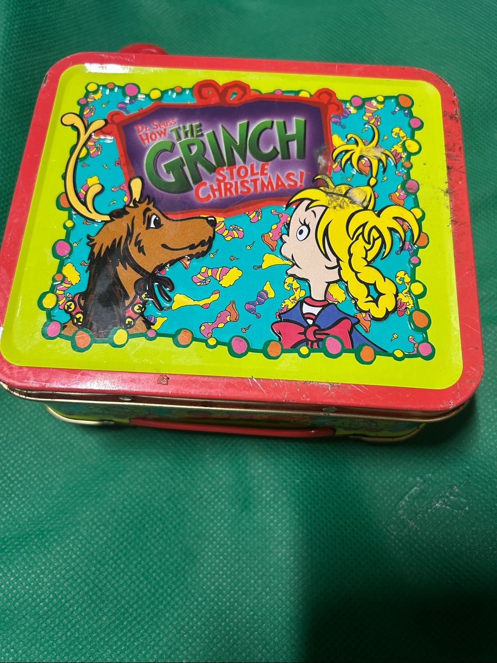 Dr. Seuss Grinch Tin Lunchbox - Green, Red & Yellow - Picture 4 of 4